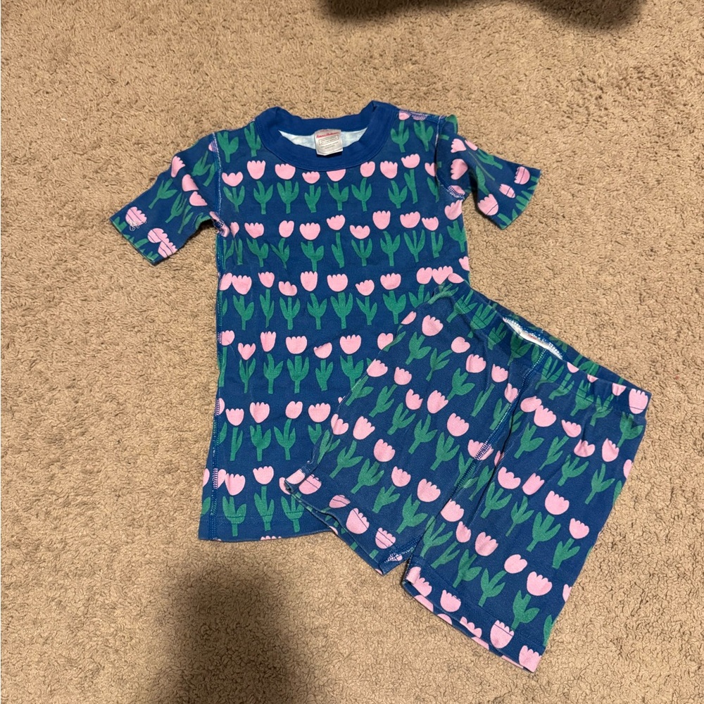 Hanna Andersson Blue and Pink Tulip Pajama Set